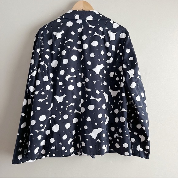Sandro Printed Blazer Jacket in Black & White Abstract Dot Pattern, Size 2X - Picture 8 of 8